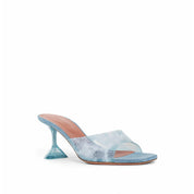 Amina Muaddi Lupita Glass Pvc Denim Mules