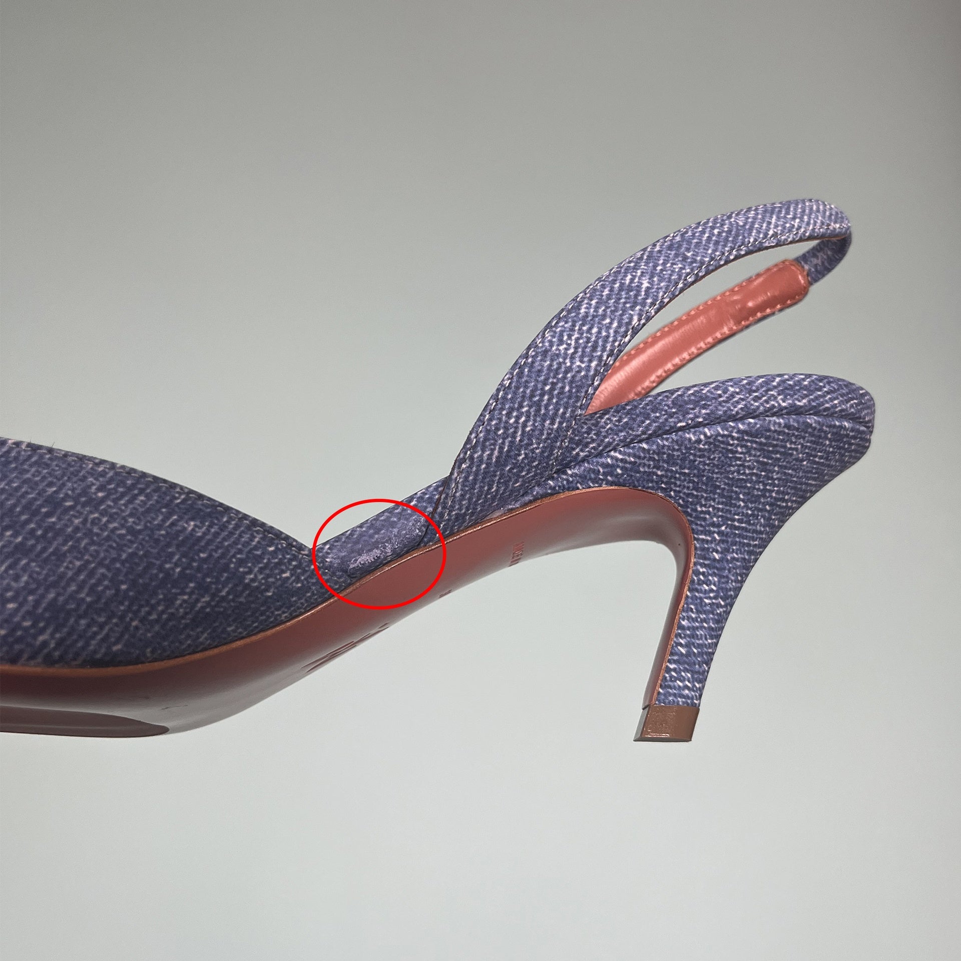 Amina Muaddi Camelia Sling 60 Printed Denim Pumps