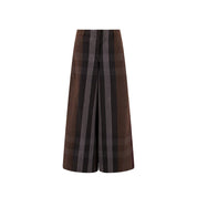 Burberry Checked Wide Leg Canvas Pants