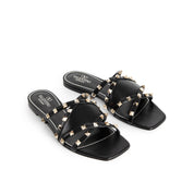 Valentino Garavani Rockstud Leather Flat Sandals