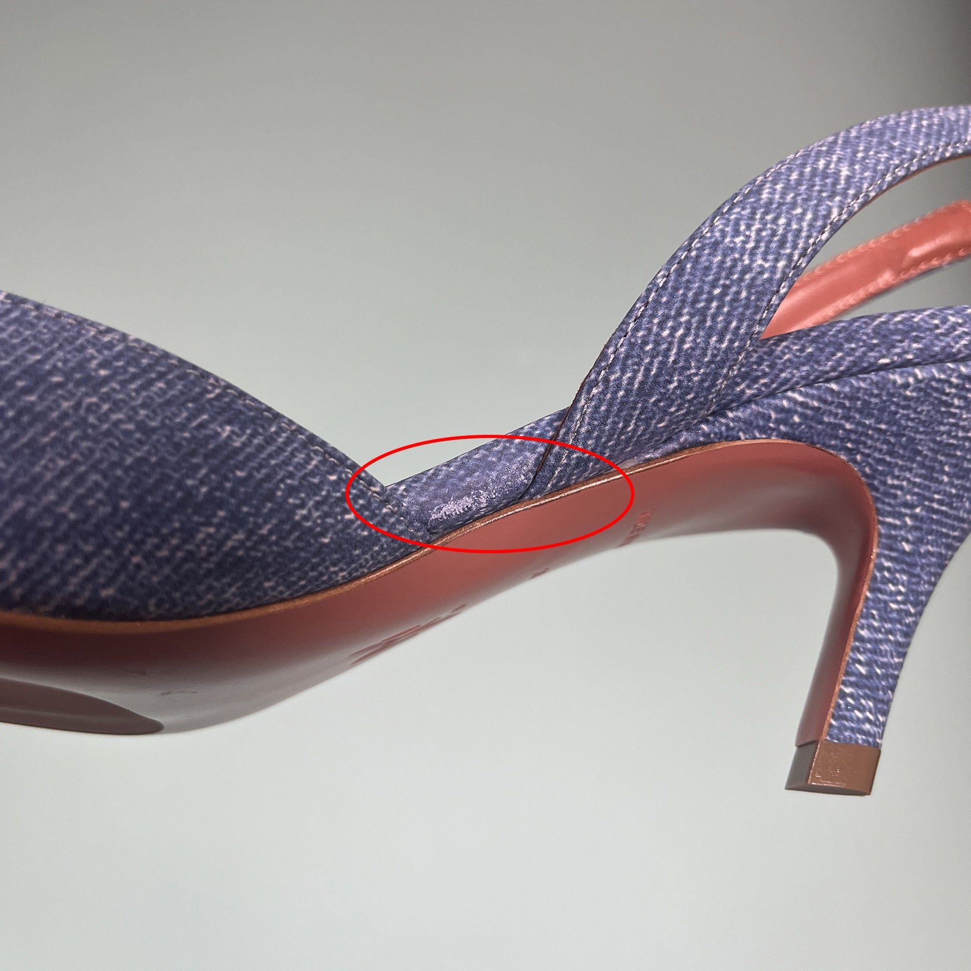 Amina Muaddi Camelia Sling 60 Printed Denim Pumps