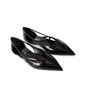 Prada Brushed Leather Cut-Out Ballerina Flats
