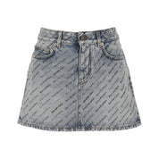 Balenciaga Logo Print Denim Skirt