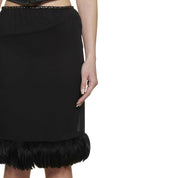 Saint Laurent Feathers Trim Silk Skirt