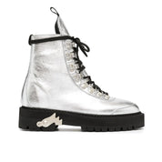 Off-White Metallic Finish Ankle Boots