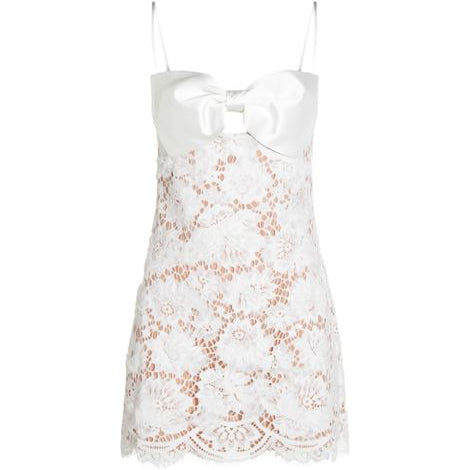 SELF-PORTRAIT - Abito in pizzo con orlo smerlato bianco AW25201SAW