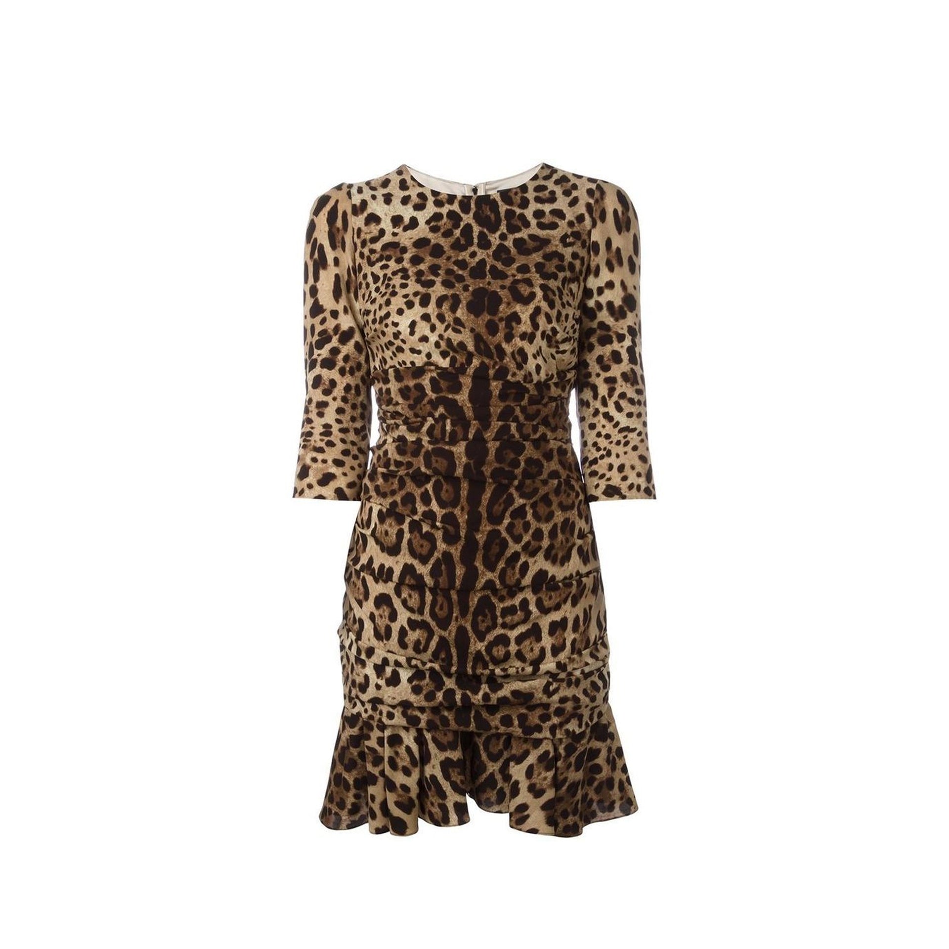 Dolce & Gabbana Silk Leopard Ruched Dress - WOMEN CLOTHING - DOLCE & GABBANA - Tluxy New
